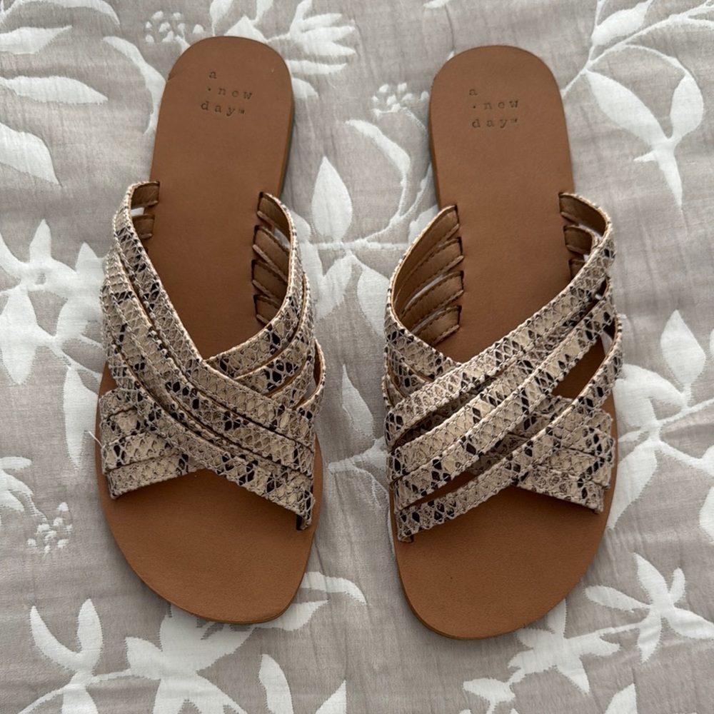 a new day Snakeskin Crisscross Sandals